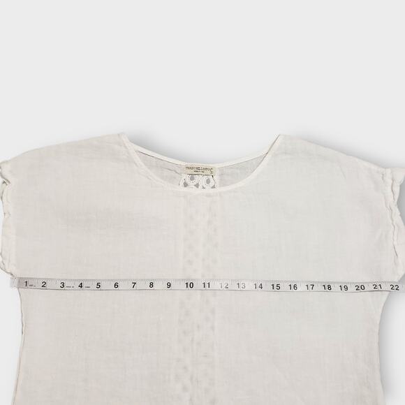 Terzo Millennio 100% Linen White Crochet Tunic Top Small High-lo Italy - Picture 9 of 10
